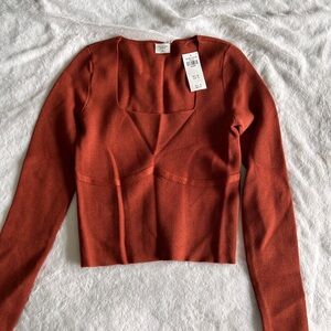 Rust square neck Abercrombie Sweater top